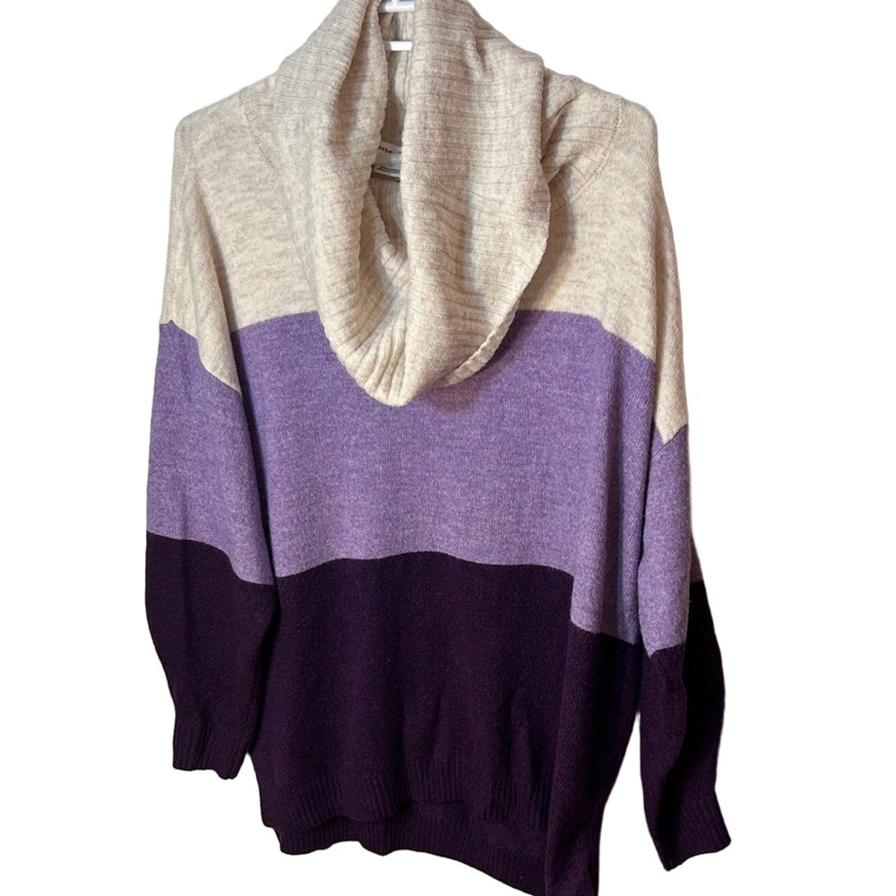 Pennington’s in every story cowl neck colour block purple cozy sweater size 1X